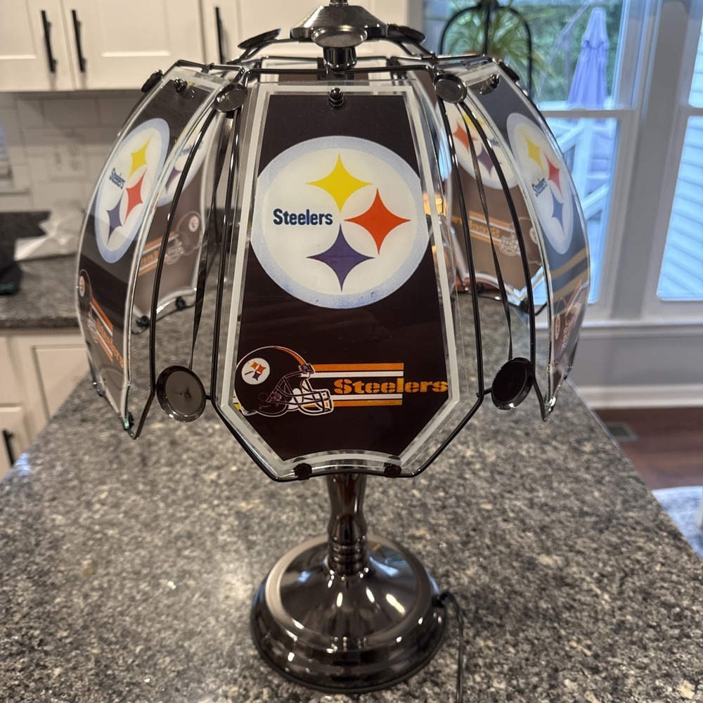Vintage Pittsburgh Steelers Glass Panel Touch Lamp 3-Way NFL Table Light Retro